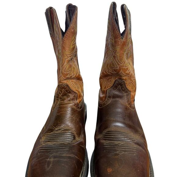 Justin Stampede Brown Leather Mid Calf WK4812 Mens Western Cowboy Boots sz 10 D - Picture 6 of 16